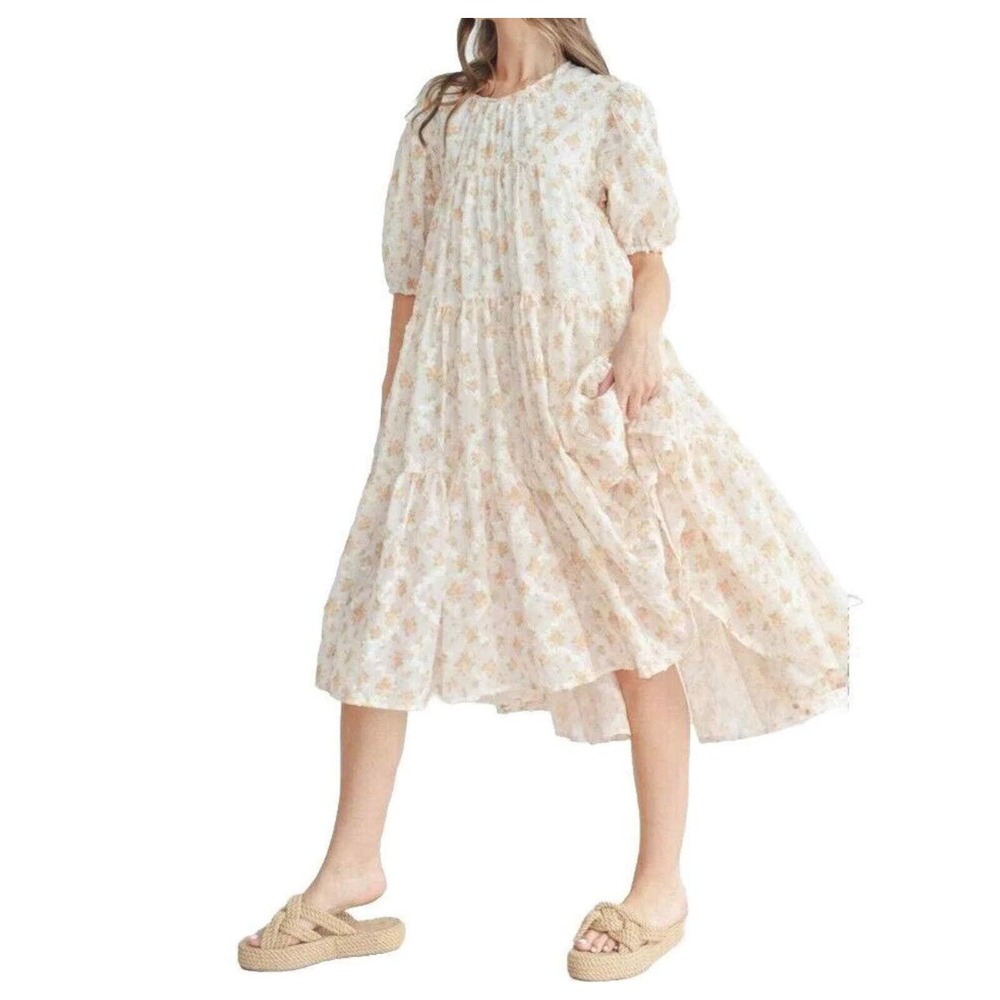 Cottagecore Romantic Prairie-chic Amable Mable Estella Floral Dress size Medium